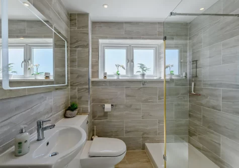 The shower room at The Chimes, Brixham