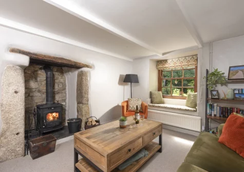 The living room at The Corner Cottage, Carnhell Green