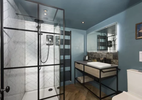 The en-suite shower room at The Corner Cottage, Carnhell Green