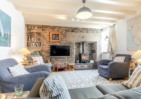 The living area at The Cottage, Helford