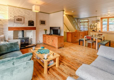The living area at The Counting House, Fowey