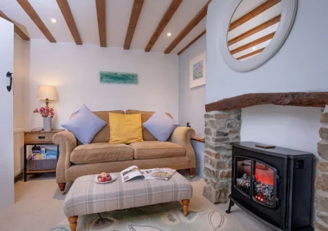 The living room at The Dairy Barn, Sutcombe