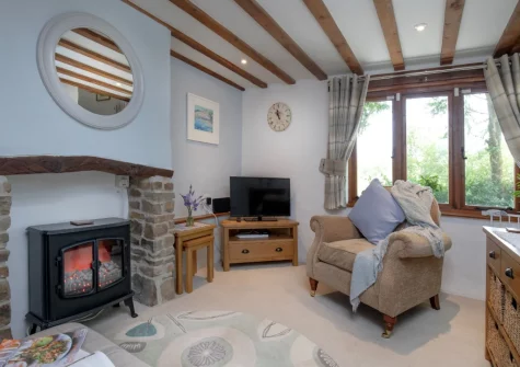 The living room at The Dairy Barn, Sutcombe