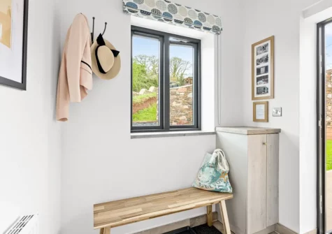 The entrance area at The Dairy, Higher Yalberton Farm, Yalberton