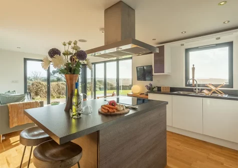 The kitchen at The Deck House, Morcliff, Goonvrea