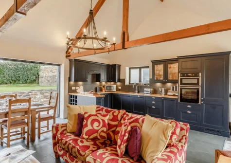 The living area & kitchen at The Dreyhouse, St Issey