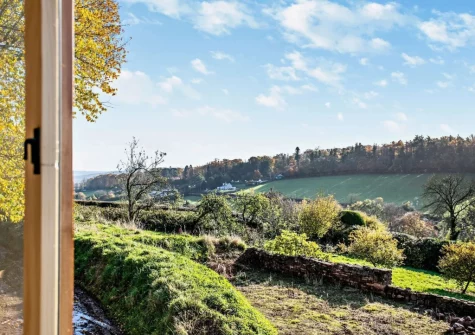 The fabulous panoramic view from the kitchen at The East Linhay, Leigh Town, Loxbeare
