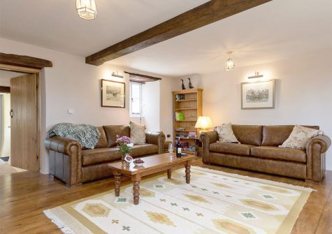 The living room at The Farmhouse at Higher Westwater Farm, Westwater
