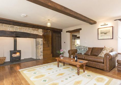 The living room at The Farmhouse at Higher Westwater Farm, Westwater