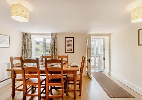 The dining room at The Farmhouse, Spirewell Farm, Wembury