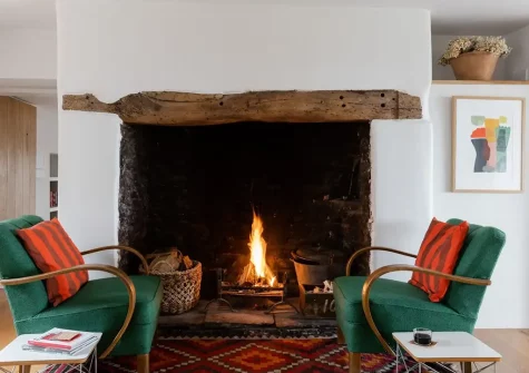 The living room at The Farmhouse, Venn Farm, Pancrasweek
