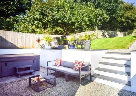 The patio & outdoor sitting area at The Fox's Den, Darite
