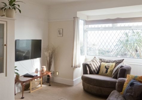 The living area at The Garden Flat, Moorings Apartments, Torquay