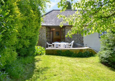 The terrace & gorgeous garden at The Garden Room, Cobblestones, Marldon