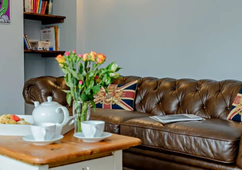 The living / movie room at The Gatherings, Liskeard