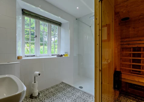 The sauna & shower at The Gatherings, Liskeard