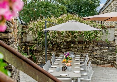 The patio & alfresco dining area at The Gatherings, Liskeard