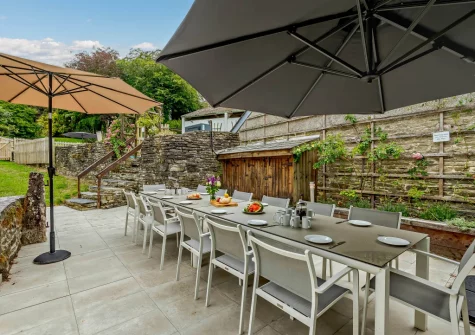 The patio & alfresco dining area at The Gatherings, Liskeard