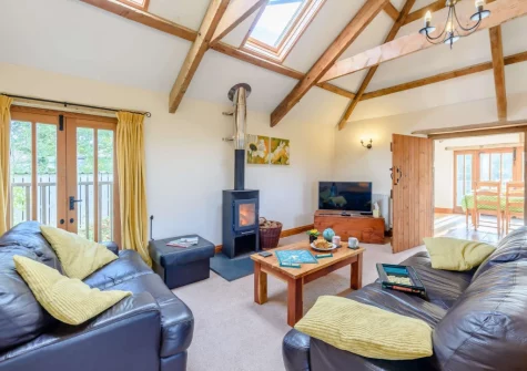 The living area at The Grain Store, Crackington Haven