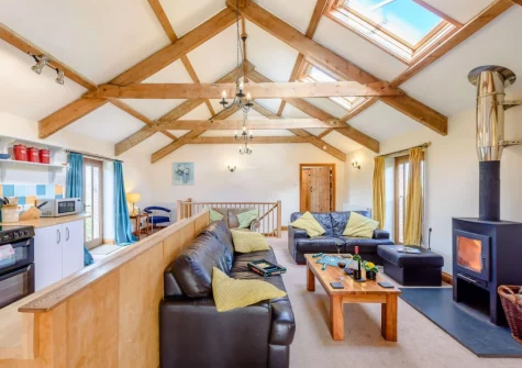 The living area at The Grain Store, Crackington Haven