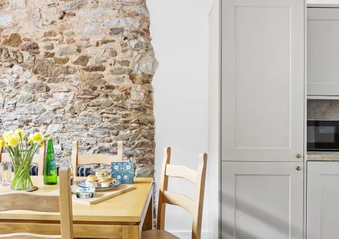 The dining area at The Granary, Higher Yalberton Farm, Yalberton