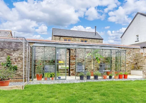 The orangery & rear courtyard garden at The Granary, Monkleigh
