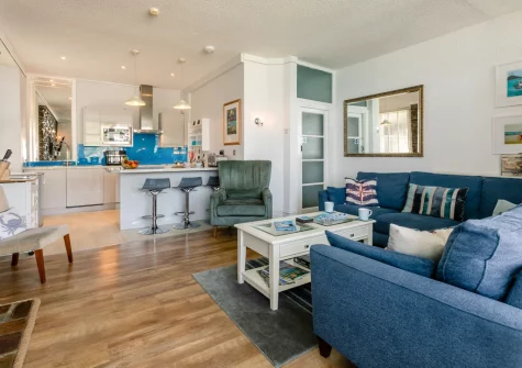 The living area & kitchen at The Gulls, Looe