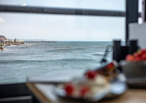 The incredible coast & sea view from the dining area at The Gun House, Shaldon