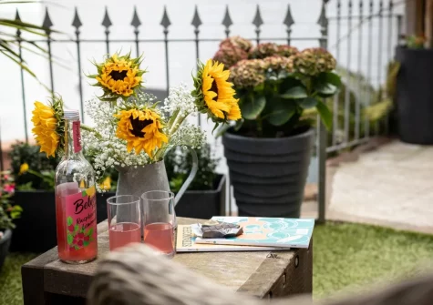The enclosed private garden & outdoor sitting area at The Gun House, Shaldon