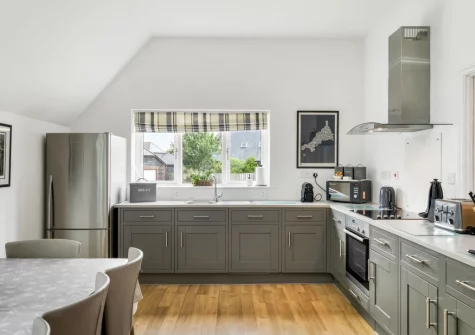 The kitchen & dining area at The Hawthorns at Roserrow, Polzeath