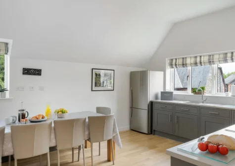 The kitchen & dining area at The Hawthorns at Roserrow, Polzeath