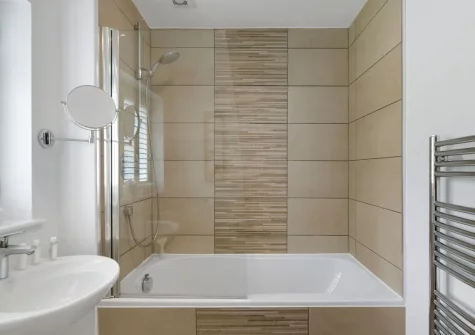 Bedroom #1 en-suite bathroom at The Hawthorns at Roserrow, Polzeath