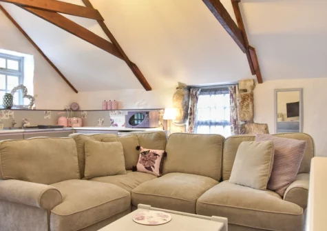The living area at The Hayloft at Hembal Manor, St Austell