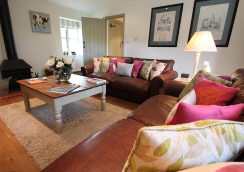 The living area at The Hayloft, Oare