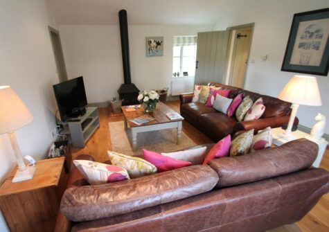 The living area at The Hayloft, Oare