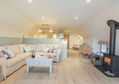 The living area at The Holt at Pillmouth Farm, Landcross
