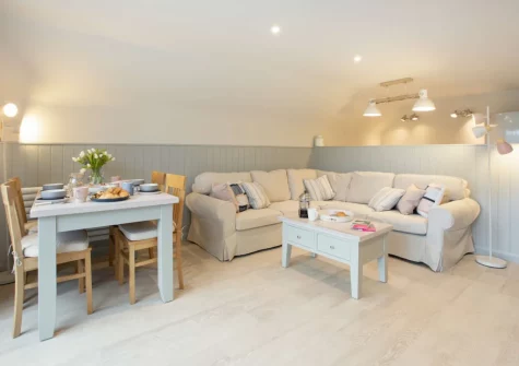 The living & dining are at The Holt at Pillmouth Farm, Landcross