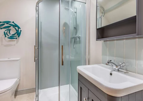 Bedroom #1 en-suite shower room at The Holt at Pillmouth Farm, Landcross