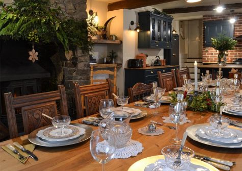 The dining area at The House of Black and White, Great Torrington is festively decorated for Christmas