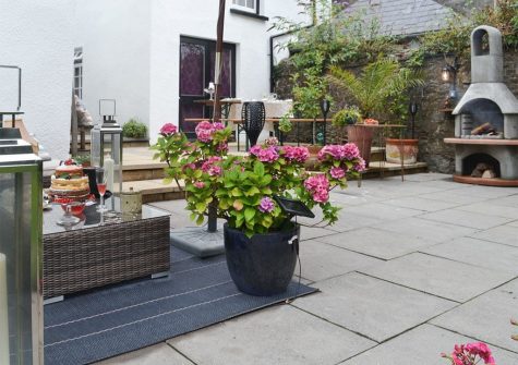 The patio at The House of Black and White, Great Torrington
