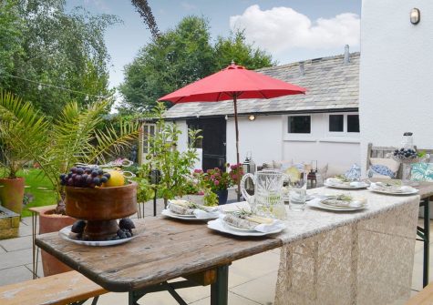 The patio at The House of Black and White, Great Torrington