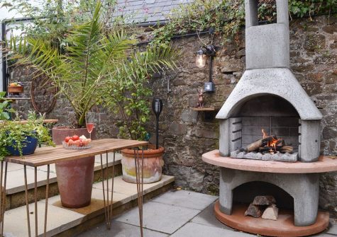 The patio & barbecue area at The House of Black and White, Great Torrington