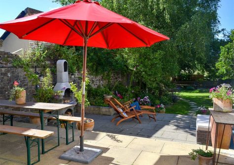 The patio at The House of Black and White, Great Torrington