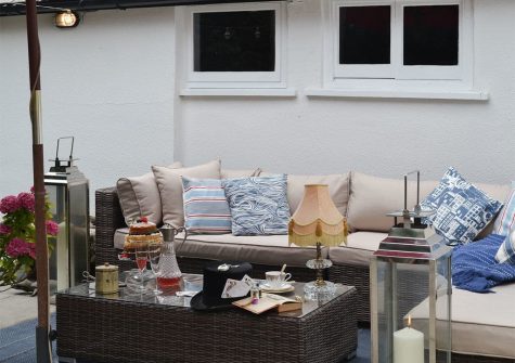 The patio at The House of Black and White, Great Torrington