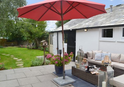 The patio at The House of Black and White, Great Torrington