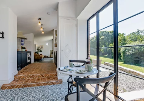 The kitchen & dining area at The Italian Stables, Woodtown