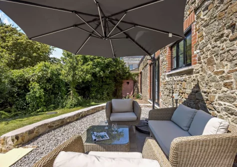 The patio & outdoor sitting area at The Italian Stables, Woodtown