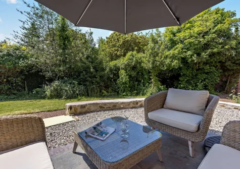 The patio & outdoor sitting area at The Italian Stables, Woodtown