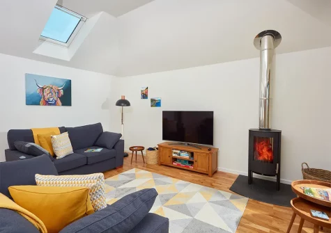 The living area at The Larches, Presingoll Barns, St Agnes
