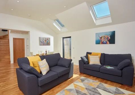 The living area at The Larches, Presingoll Barns, St Agnes
